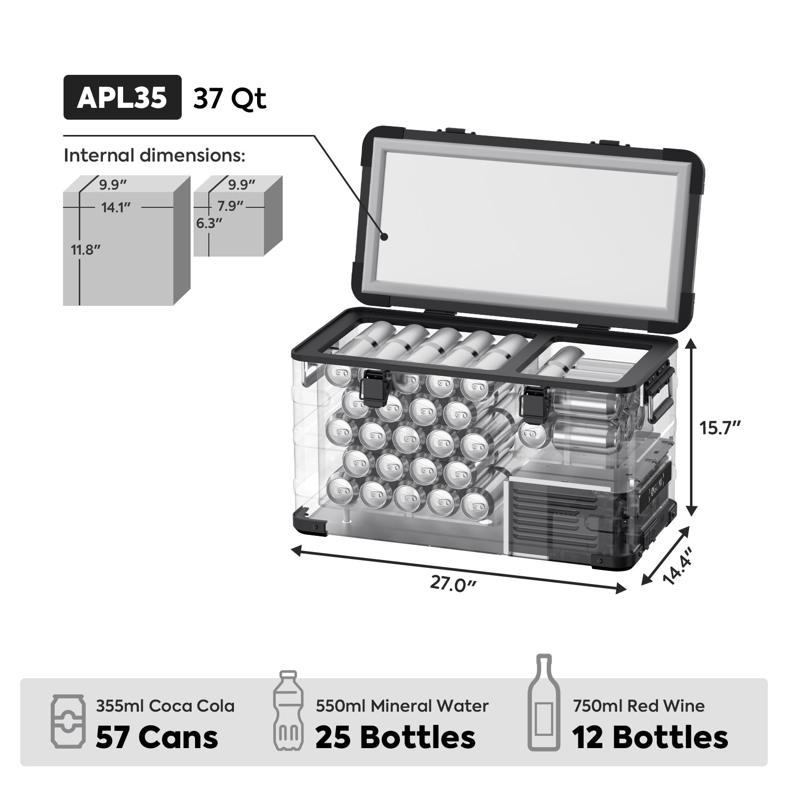 Sleek and efficient 12V/120V fridge with deep cooling performance and energy-saving modes.