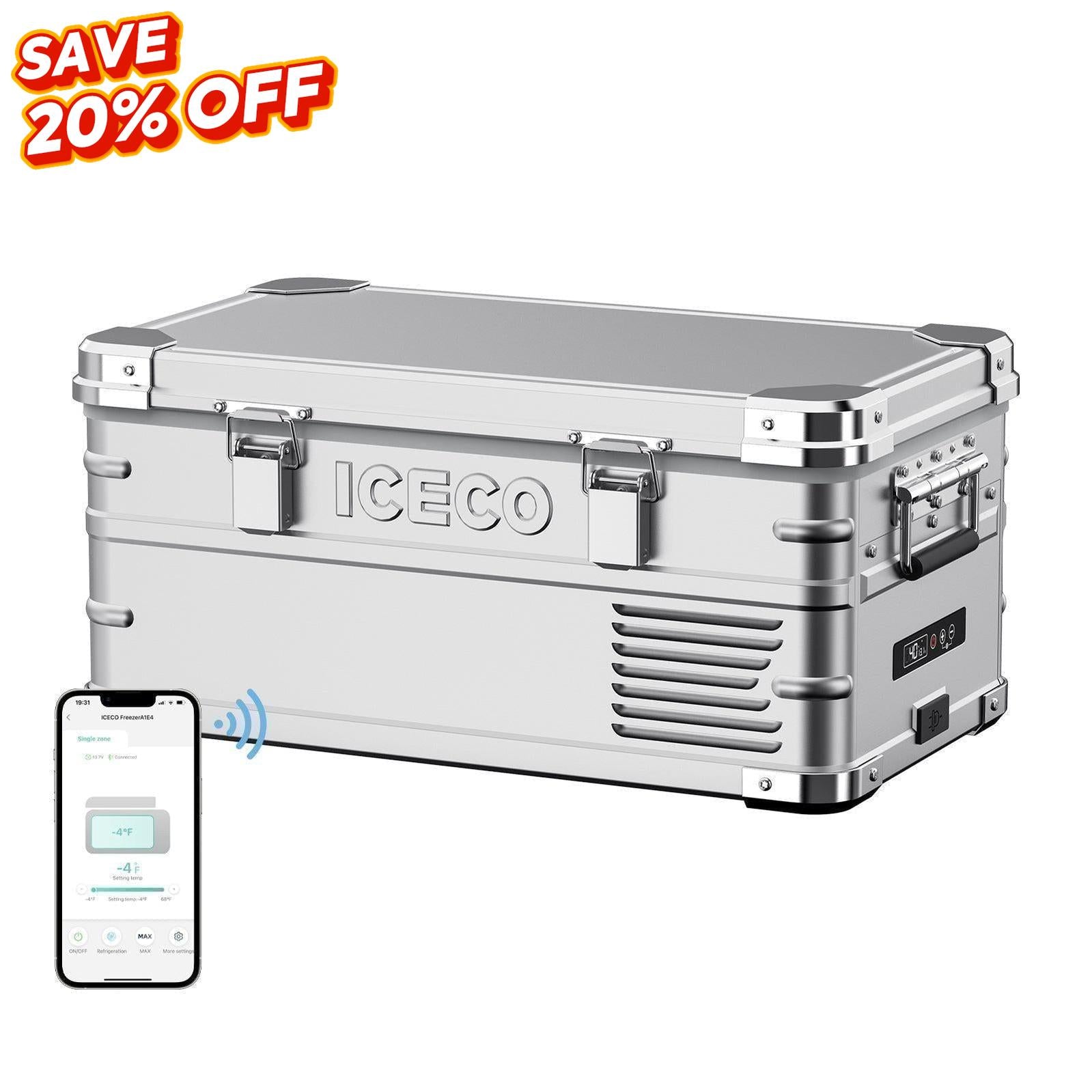 ICECO APL20 12V portable freezer on fall season sale, perfect for camping and outdoor trips