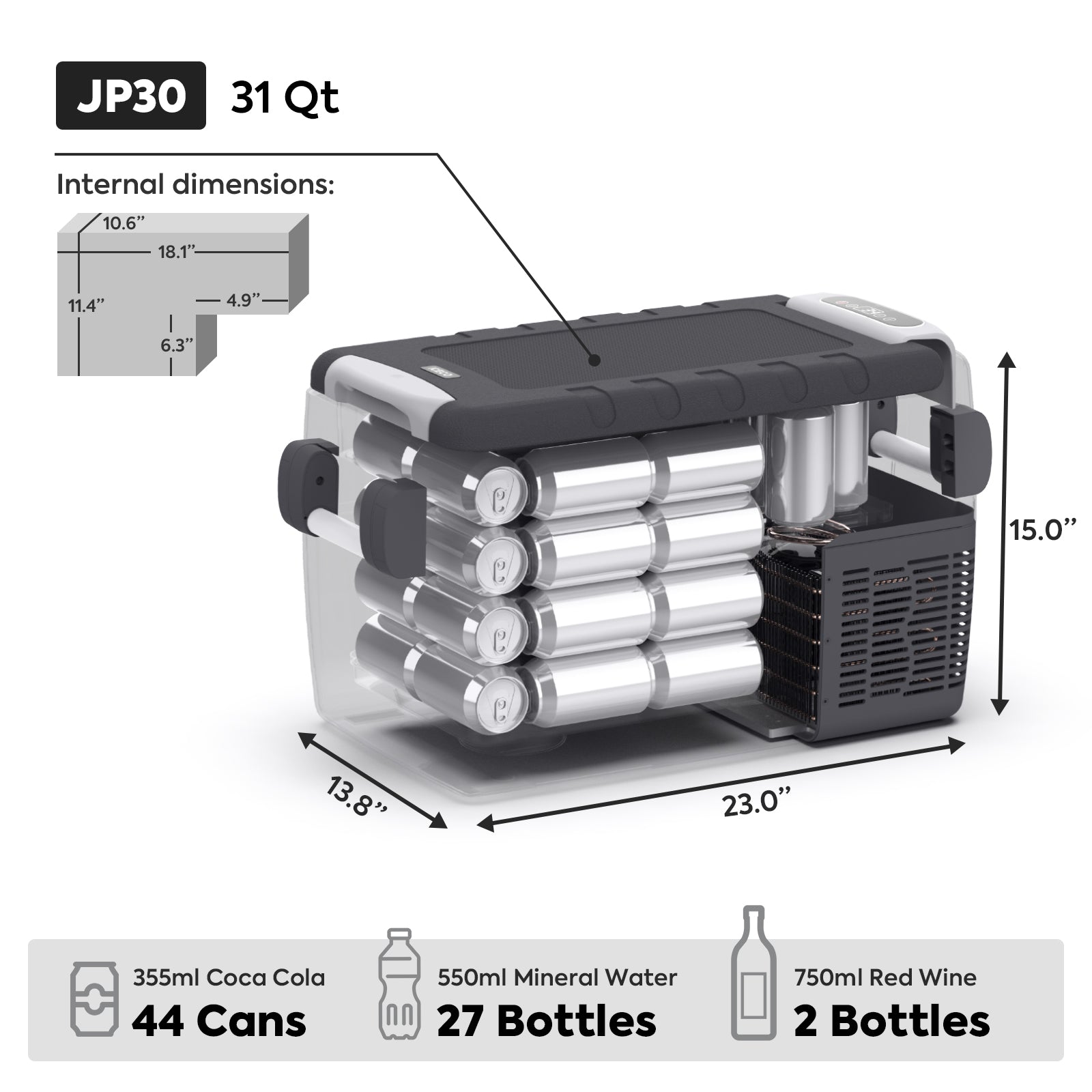 31.7QT JP30 12V APP Controlled Refrigerator with Portable Power Station | ICECO-Portable Fridge-www.icecofreezer.com