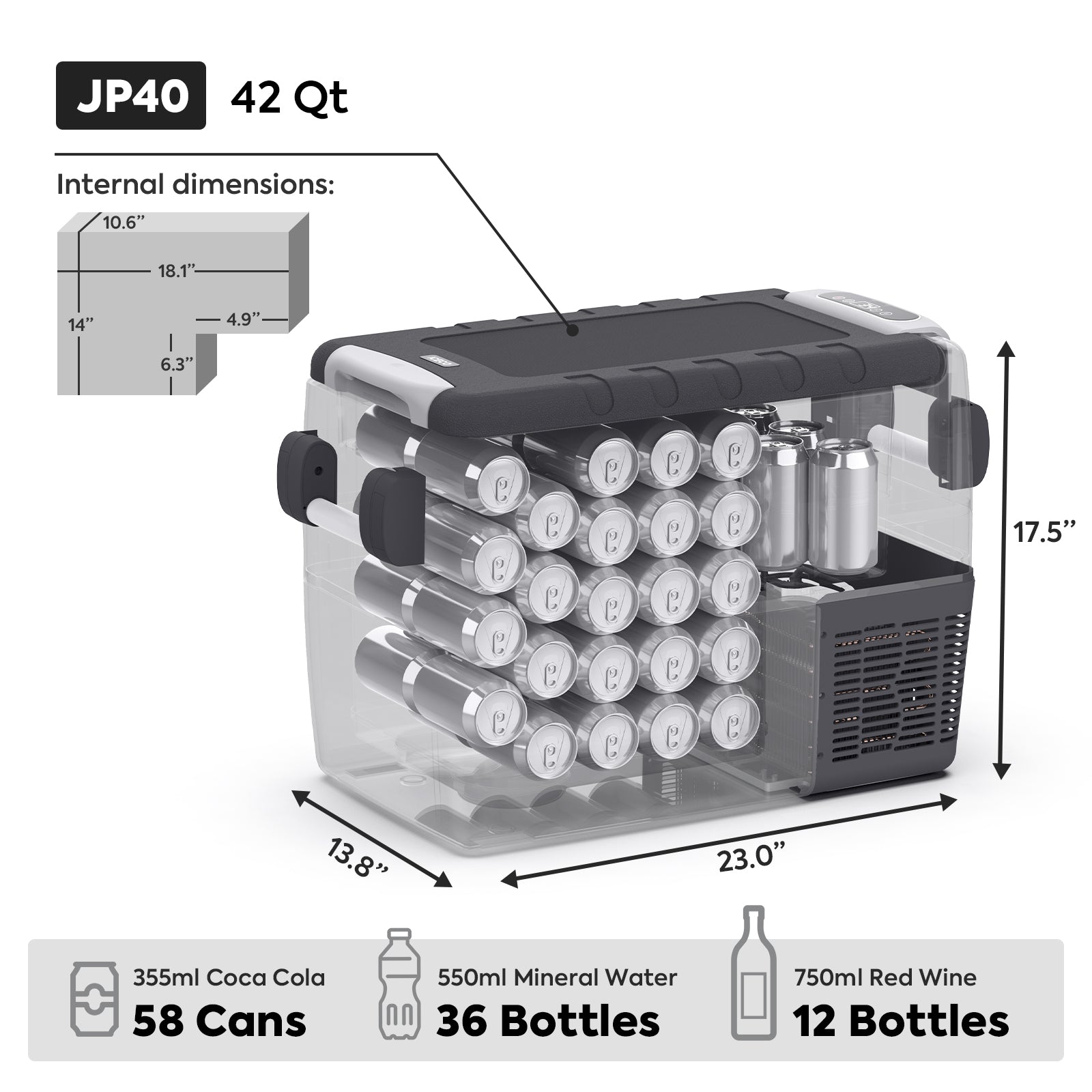52.8QT JP50 Pro 12 Volt Fridge Portable Freezer for Home & Car Use