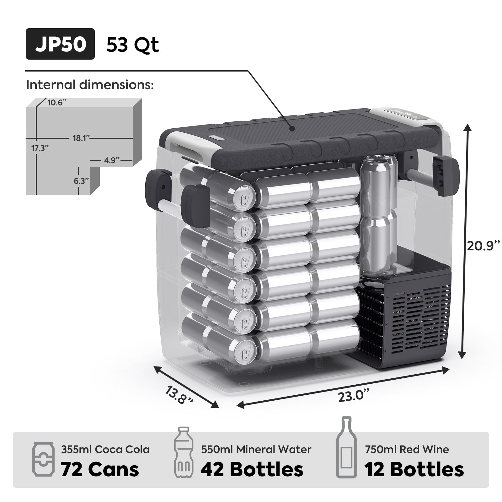 52.8QT JP50 12V APP Controlled Portable Fridge With Free Protective Cover-Portable Fridge-www.icecofreezer.com