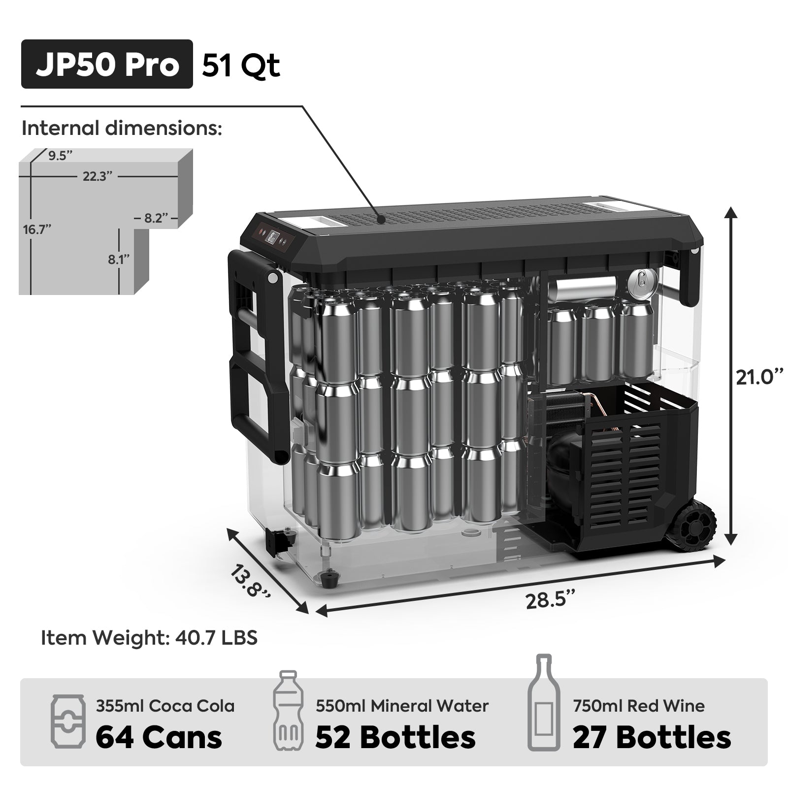 51QT JP50 Pro Wheeled Portable Freezer With Cover Camping Fridge Car Fridge | ICECO-Portable Fridge-www.icecofreezer.com