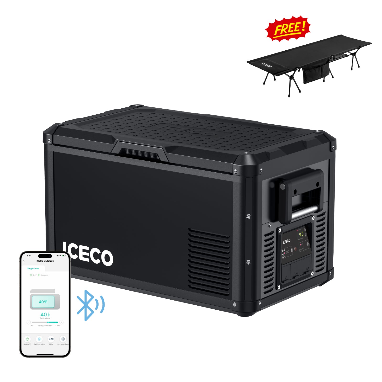 Buy VL35ProS Portable Freezer, Score A Free Camping Cot | Only 10 Per Day-Portable Fridge-www.icecofreezer.com