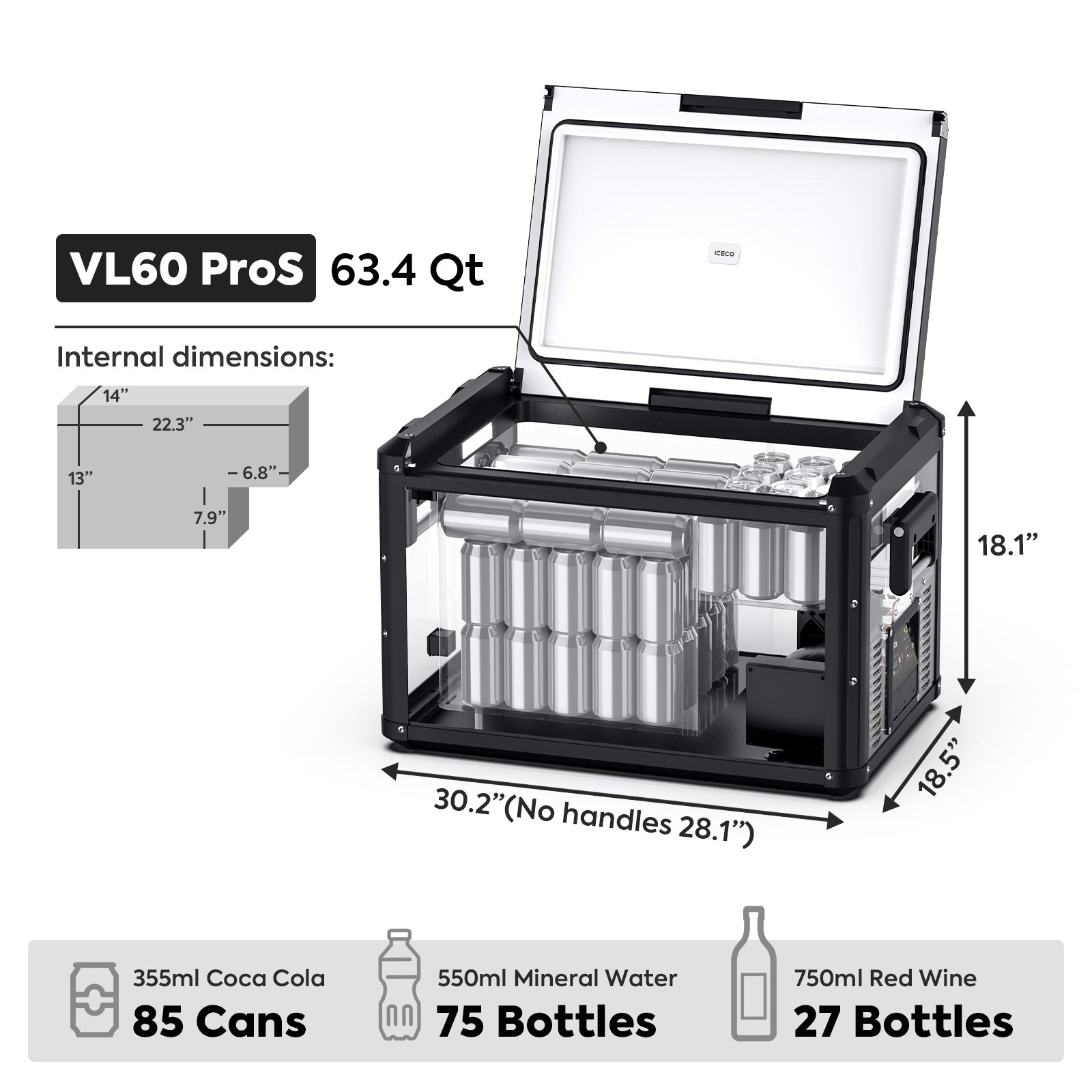 63.4QT VL60ProS Single Zone Portable Fridge Freezer | ICECO-Portable Fridge-www.icecofreezer.com