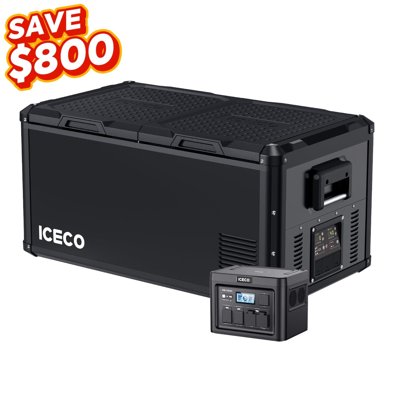 95QT VL90ProD RV 12 volt Fridge Freezer With PB1000 Power Station | ICECO-Portable Fridge-www.icecofreezer.com