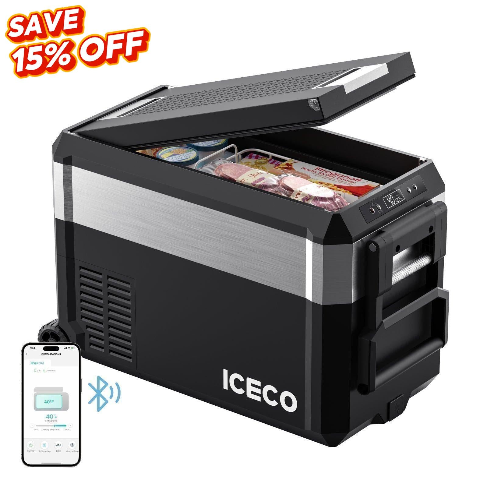 40QT JP40 Pro Wheeled Portable Freezer Camping Fridge With Cover | ICECO-Portable Fridge-www.icecofreezer.com