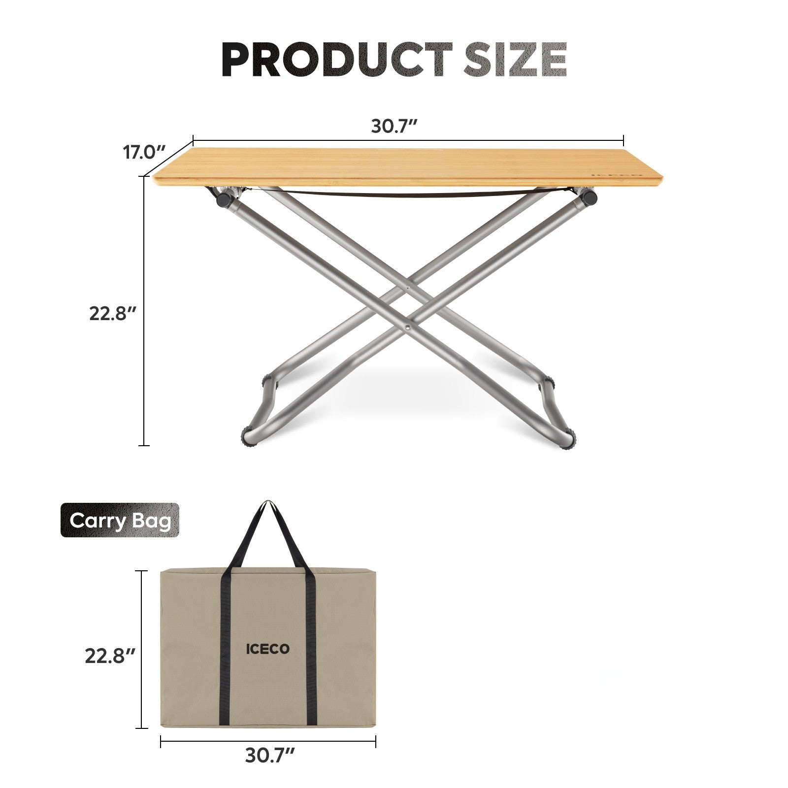 New! Portable Folding Bamboo Camping Table with Storage Bag | ICECO-Camping Chair-www.icecofreezer.com