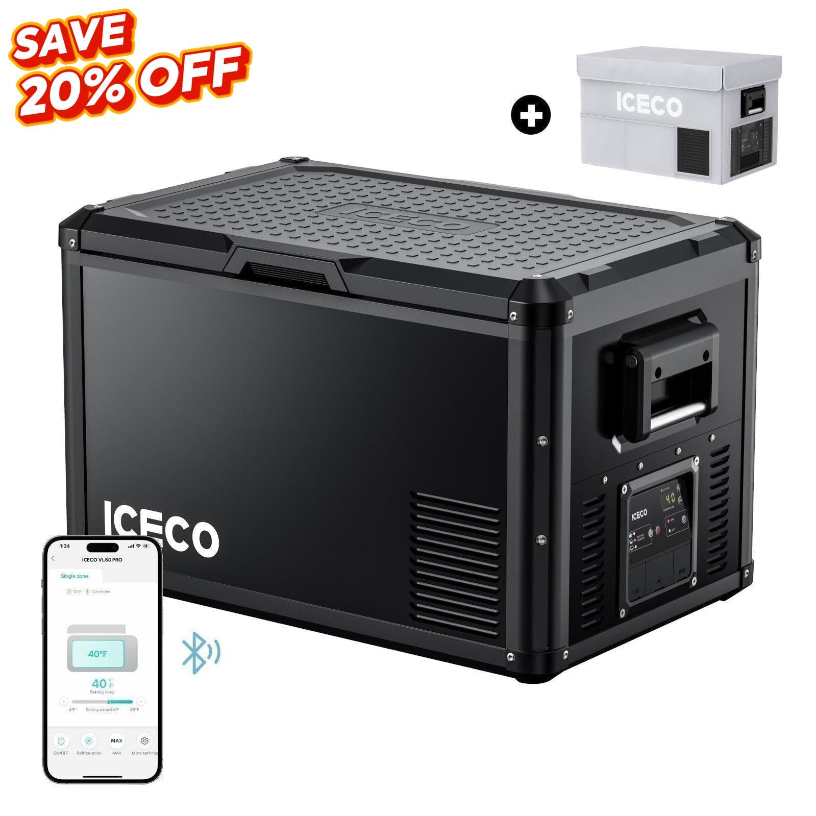 63.4QT VL60ProS With Cover Portable Fridge Electric Cooler | ICECO-Portable Fridge-www.icecofreezer.com