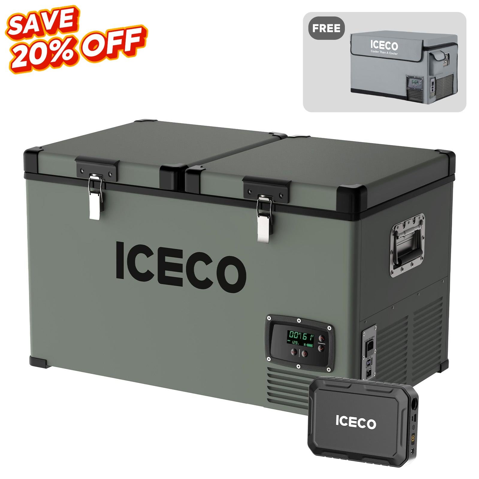63.4QT VL60 Dual Zone Metal Fridge Freezer with Cover | ICECO