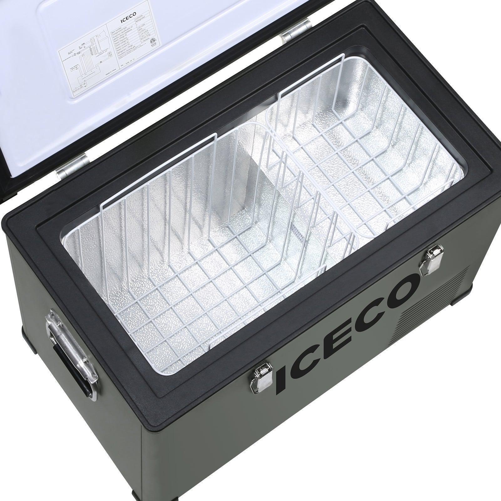 ICECO VL45 Pros Portable Refrigerator, Multi-Directional Lid, Dual USB & DC 12/24v, AC 110-240V, 45L Steel Compact Refrigerator Powered by SECOP, 0°F