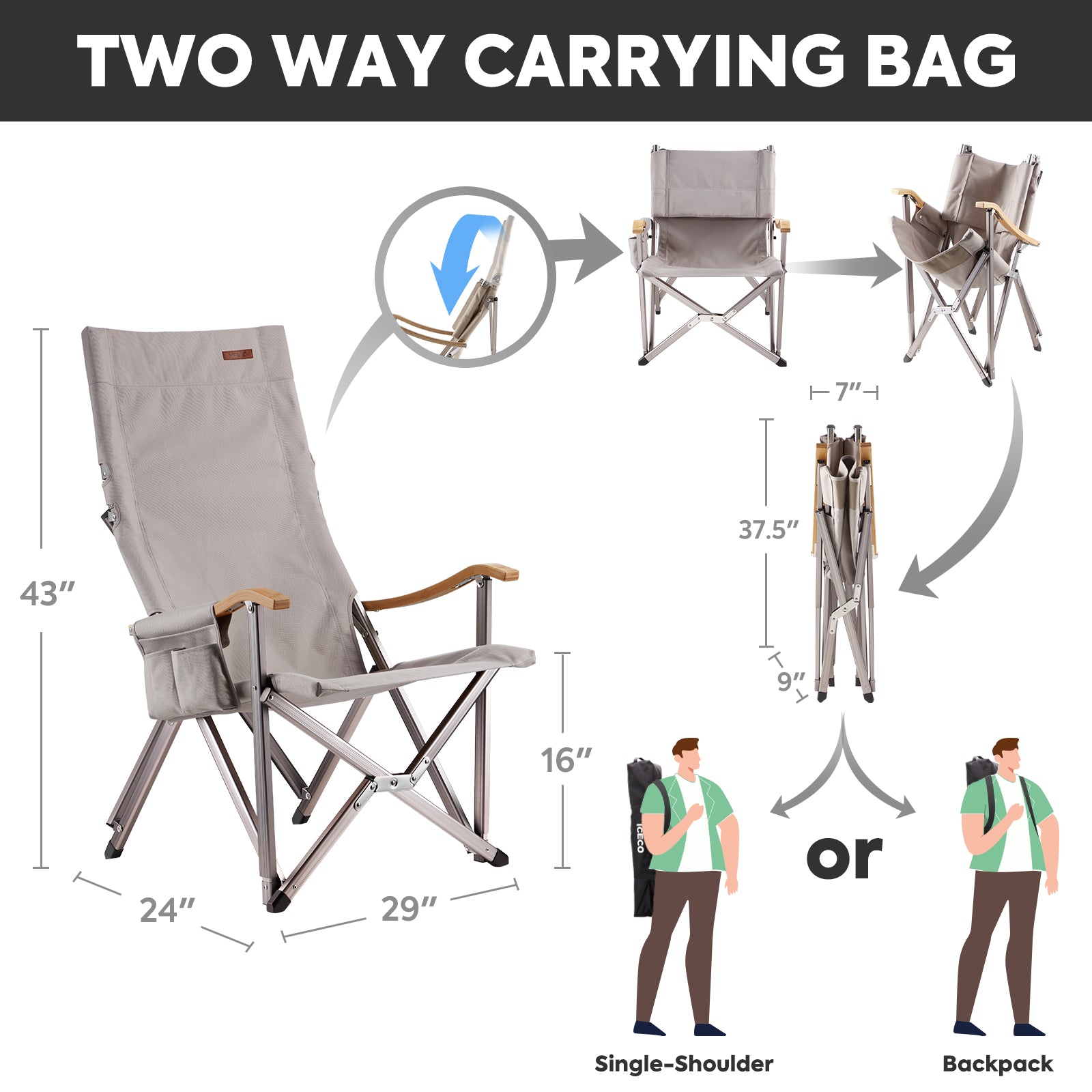 New! Hi1600 Folding Camping Chair ICECO ICECOFREEZER